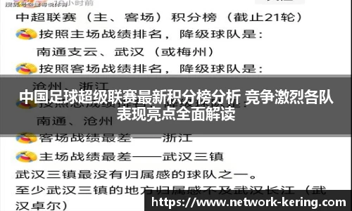 中国足球超级联赛最新积分榜分析 竞争激烈各队表现亮点全面解读